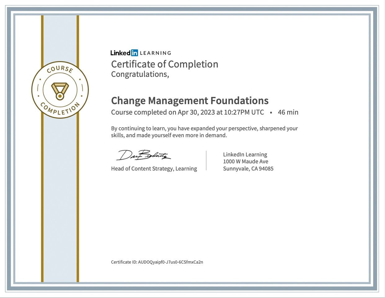 Change Management Foundations Certificate