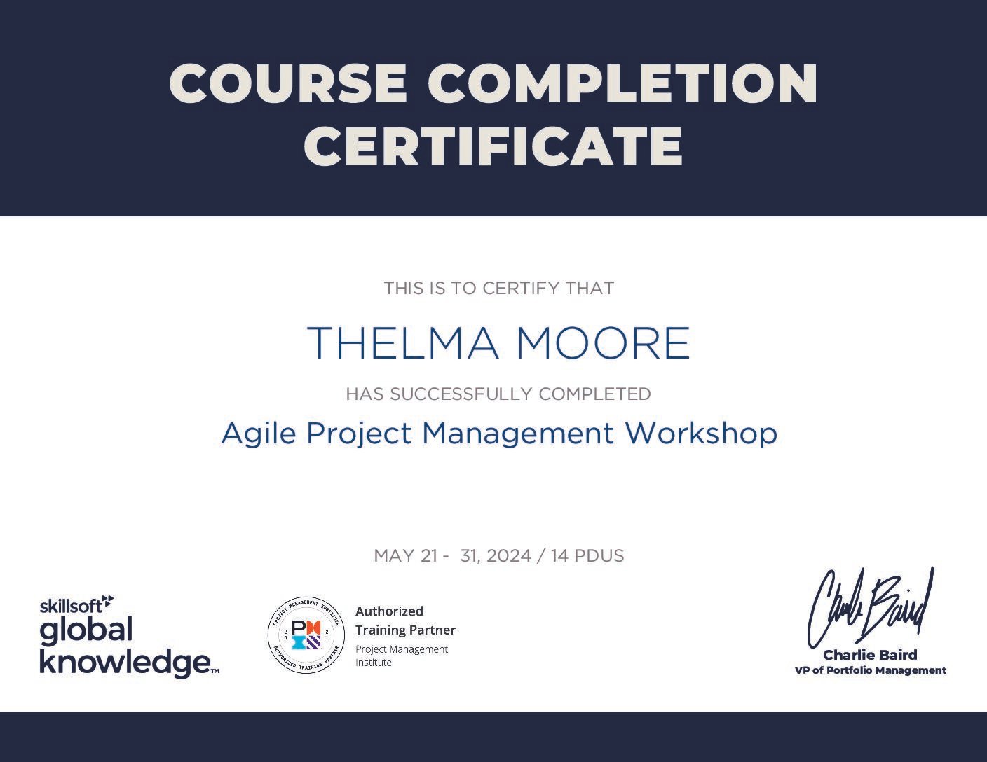 2022-05-31 Global Knowledge – Agile for Project Management Certificate 2022-05-31 Global Knowledge – Agile for Project Management Certificate